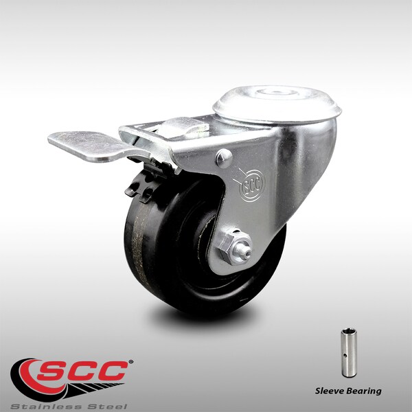 3.5 Inch SS Phenolic Wheel Swivel Bolt Hole Caster with Total Lock Brake SCC